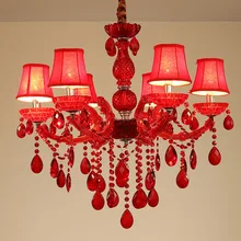 E14 Светодиодный светильник в классическом стиле из железного хрусталя, красного цвета, подвесной светильник, подвесной светильник. Подвесной светильник для фойе
