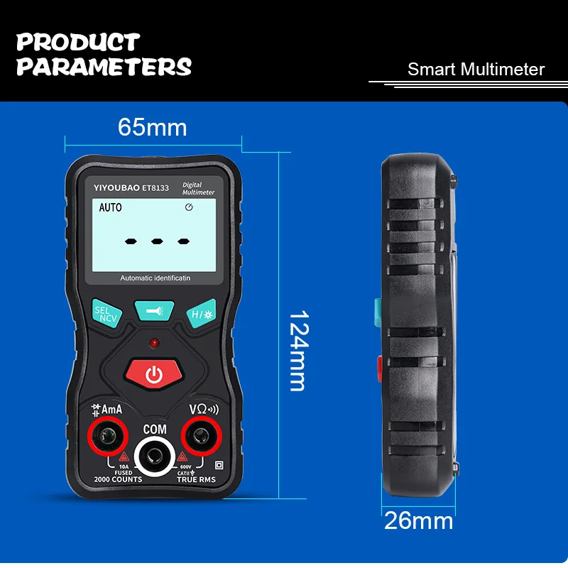 Цифровой мультиметр EET8133 True RMS Авто Диапазон Multimetro Вольтметр Амперметр емкость температура Ом Гц NCV тестер