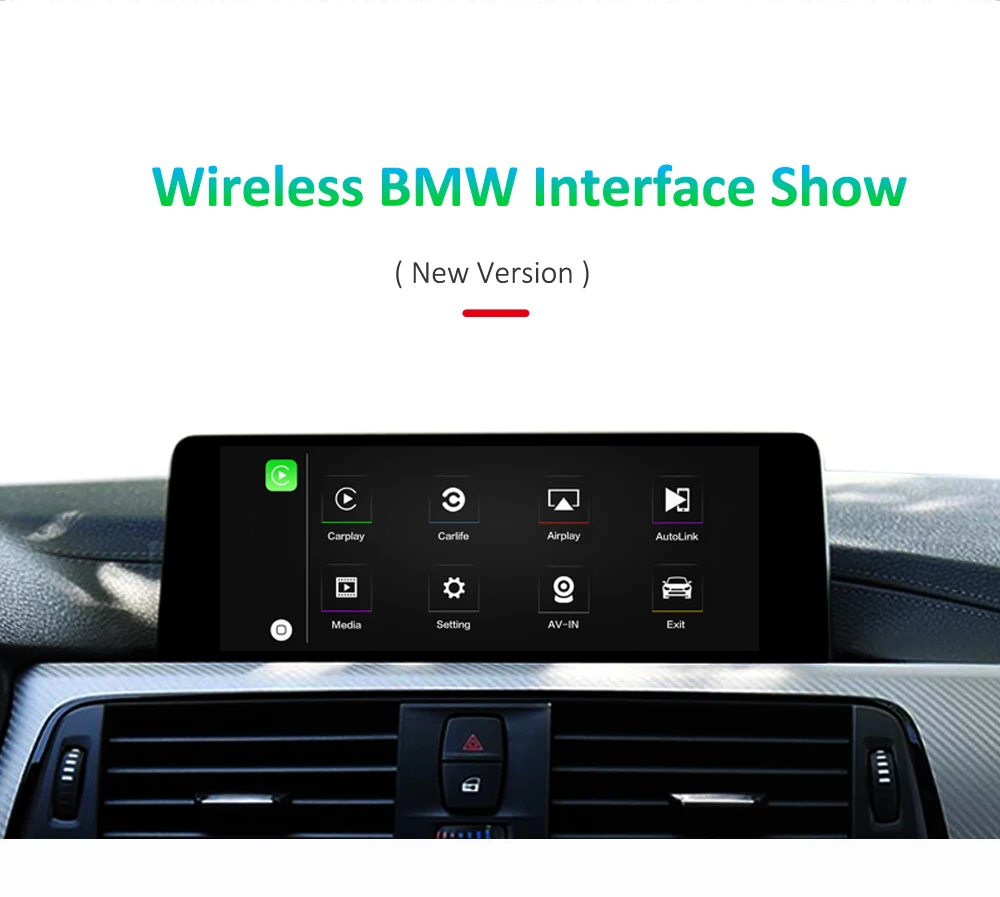 Wireless CarPlay/Android auto Retrofit kit for BMW NBT WideScreen With Reversing Camera(Support:1~3/5/7 Series, Mini, X1/X3~X6