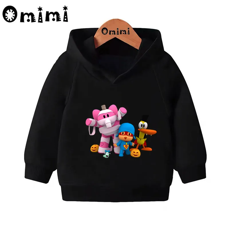 Pocoyo/Забавный детский свитер с рисунком; детские толстовки с капюшоном; крутой пуловер для малышей; топы для девочек и мальчиков; осенняя одежда; KMT5313