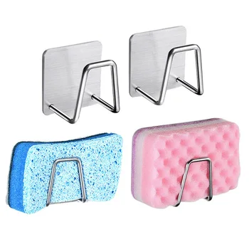 

Silver Sponge Shelf Sponge Wall Shelf Stainless steel Dishwashing Holder Kitchen Organizer Kitchen Storage Hook