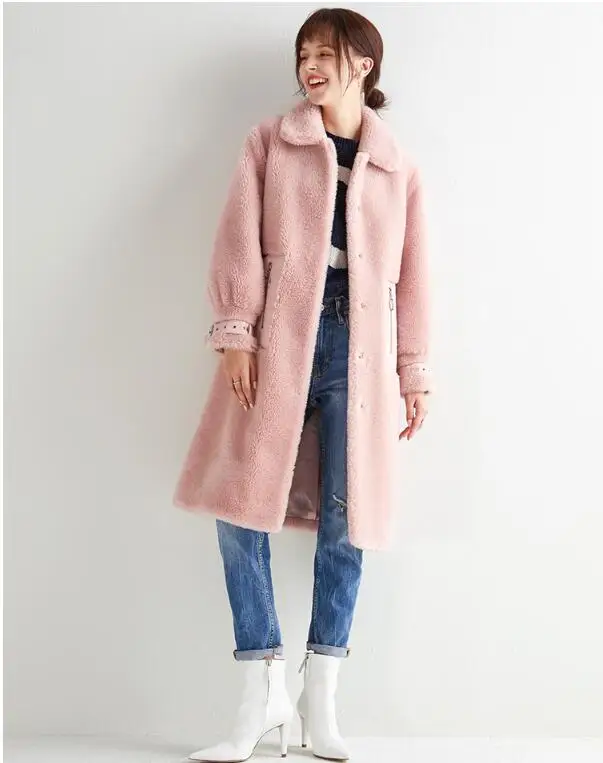 Пальто из натурального меха 100% шерстяная куртка осенне-зимнее пальто женская одежда 2019 корейская овечья шерсть замшевая подкладка Abrigo Mujer