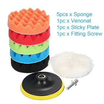 

3-7 Inch 8pcs Soft Cleaning Tool Washable Auto Bendable Remove Polishing Pad Set Car Sponge Waxing Disc Buffing Reusable Round