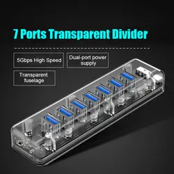 7-портовый прозрачный Рабочий стол Hub USB3.0 жесткий диск для ноутбука преобразователя One Drag Four расширитель NK-шопинг