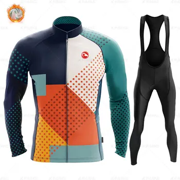 

2020 Warm Winter Warm Fleece cycling Jersey Men's Jersey Suits Riding Clothing Bib Pants Set Fleece Wool Ropa ciclismo Raphaful