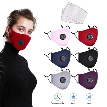 

Reusable Dust-proof Masks Anti-Dust Breath Valve Facial Protective Cover Ear-loop Face Mask Activated Carbon Filters PM2.5 Masks