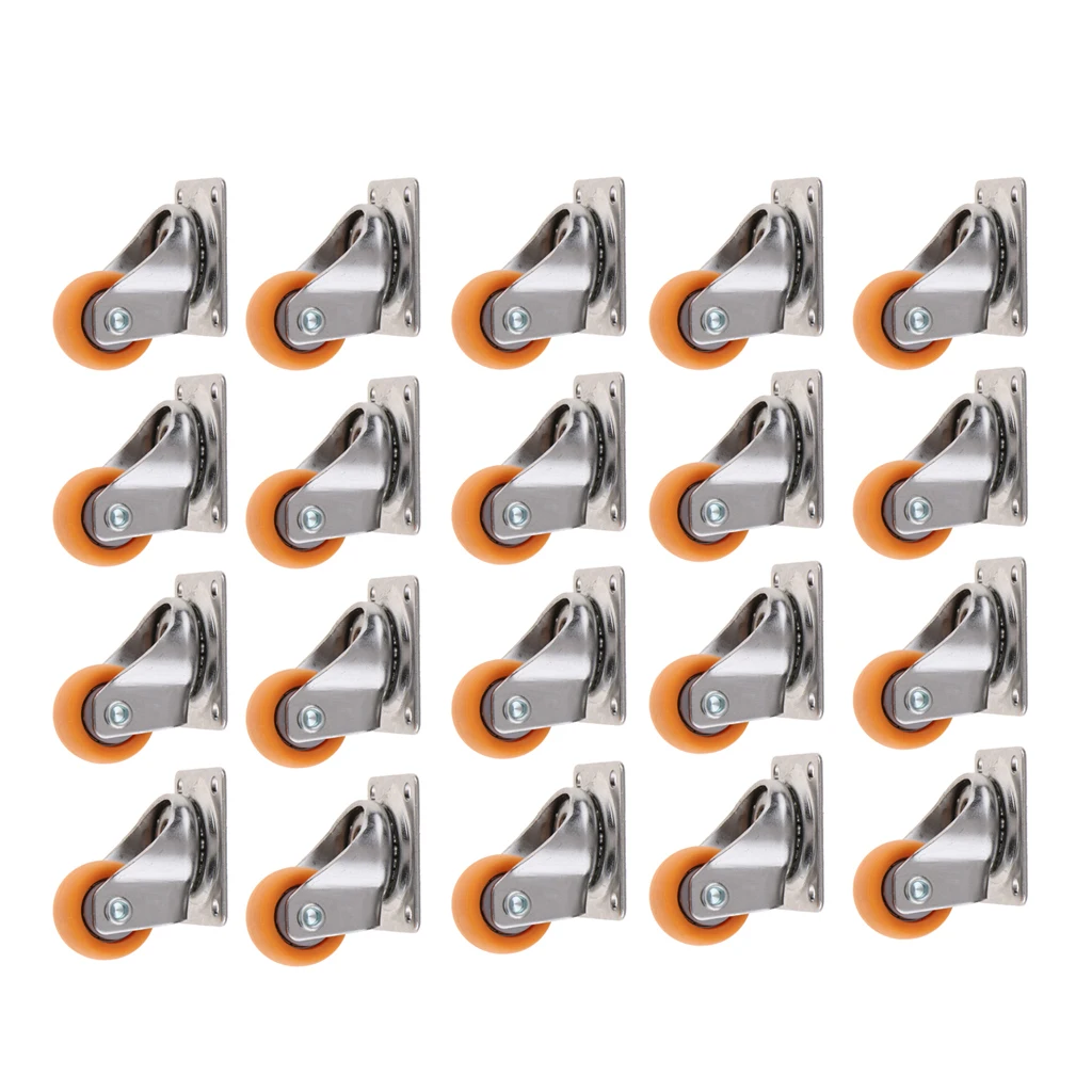 20 Pieces Nylon All Swivel Caster Wheels Plate Caster for Trolleys Wheel 1