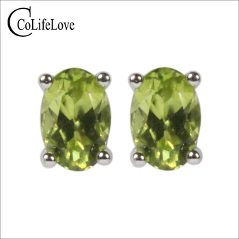 安い CoLife Jewelry 100% Natural Peridot Stud Earrings For Daily Wear 4*6mm Peridot Silver Earrings 925 Silver Peridot Jewelry