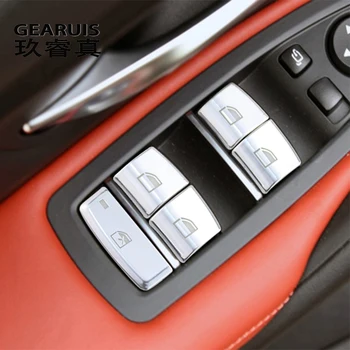 

Car Styling Window glass lift switch button Cover stickers Trim For BMW M2 M3 M4 M5 Door Armrest panel Auto Interior Accessories