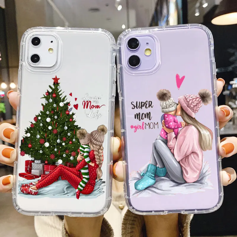 PUNQZY Модный чехол для телефона мамы и дочки iPhone 12 PRO 11 MAX XR 6 6s 7 8 Plus X XS SE 2 мягкий из