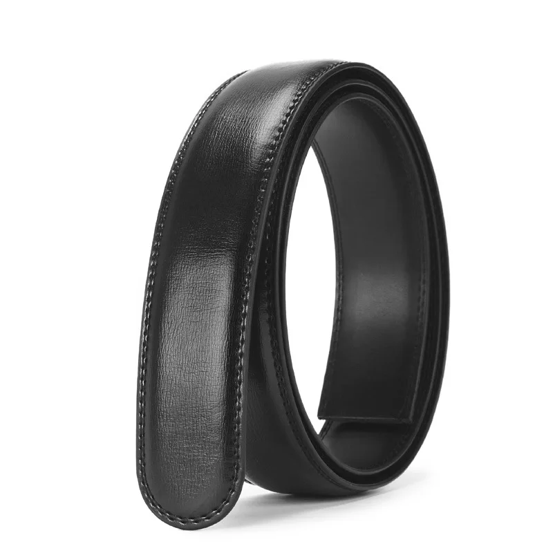 

No Buckle Black Belt Body Luxury Cowhide Strap Without Buckle Belts Men Genuine Leather Male Belts Automatic Buckle Belt For Men