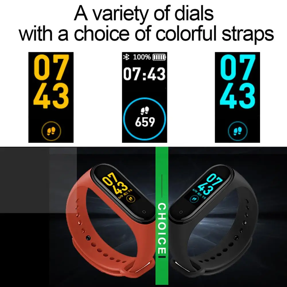 M4 смарт-браслет пульсометр кровяное давление мониторинг сна спортивные Смарт-часы портативный цветной экран умный Браслет Прямая поставка