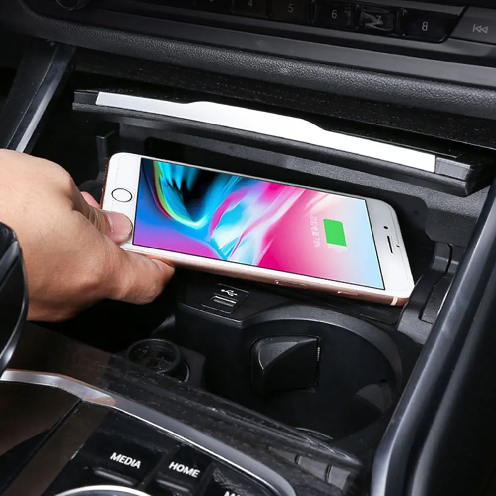 10W QI Car wireless Charger For KIA Sorento 2018-2019 Fast Charging Case Plate Central Console Storage Box