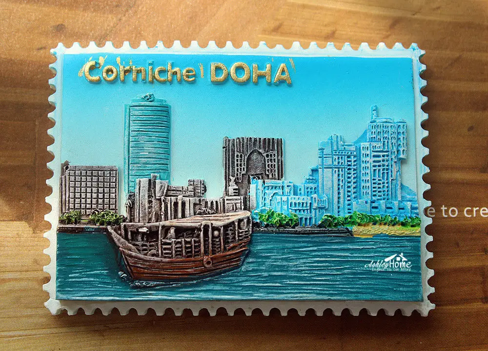 Corniche DOHA, катарский туристический сувенир 3D Смола декоративный магнит для холодильника ремесло идея подарка