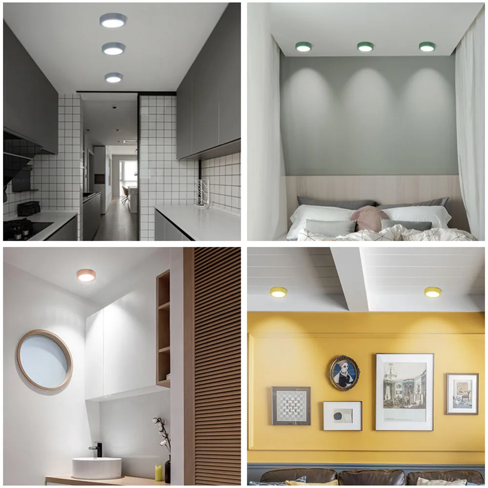 LED 통 표면 장착 3W 5W 7W 9W 15W 마카롱 스팟 램프 침실 욕실 주방 실내 조명 220V 240V