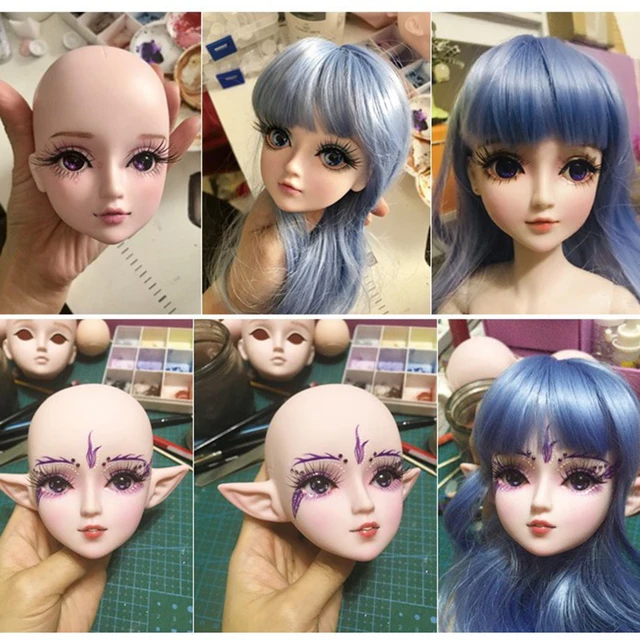 1/3 BJD 인형 머리 엘프 긴 귀, 하얀 피부 핏: 소녀를 위한 메이크업 없는 DIY 장난감