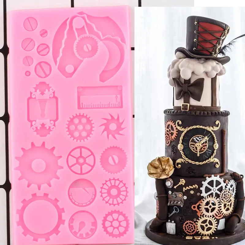 MechanicalScrewGearsSiliconeMoldsSteampunkCupcakeTopperFondant