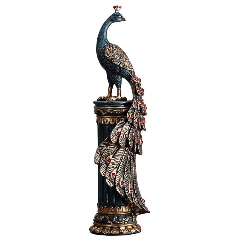 Chinese Antique Gilded Peacocks Statue Resin Animal Sculpture Room Decor Fengshui Ornament Home Decoration Accessories Statues Sculptures Aliexpress