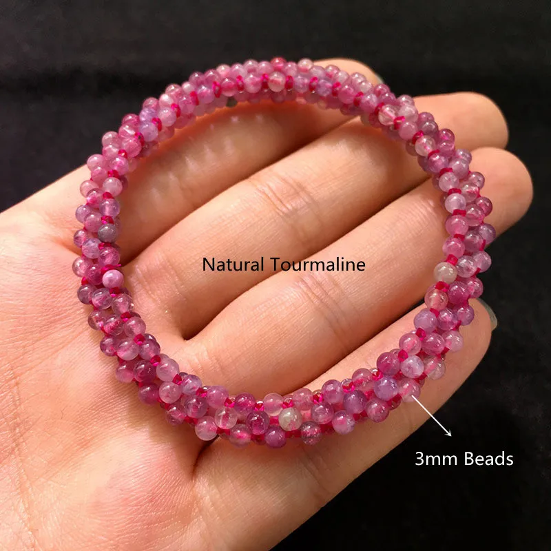 Buyee Natural Stone Female Bracelet 3mm Tourmaline Elastic Rope Loose for Women Fashion Wedding Jewelry | Украшения и аксессуары