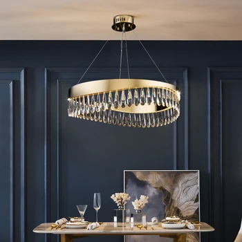 

Postmodern Luxury Chandelier Living Room Dining Room Hall Villa Chandelier Lighting Crystal Deco Simple Creative Hanging Lamp