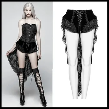 

PUNK RAVE Gothic Swallow Tail Mini Shorts Fashion Retro Lace Up Victorian Sexy Palace Shorts Women Novelty Lace Cosplay Shorts