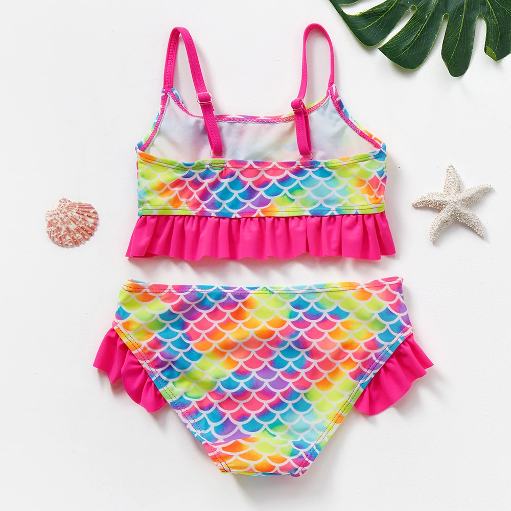 Children Swimsuit 2~12Y Girls Swimwear Two pieces Fish Scale Kids Bikini set Swimming outfit for Girls