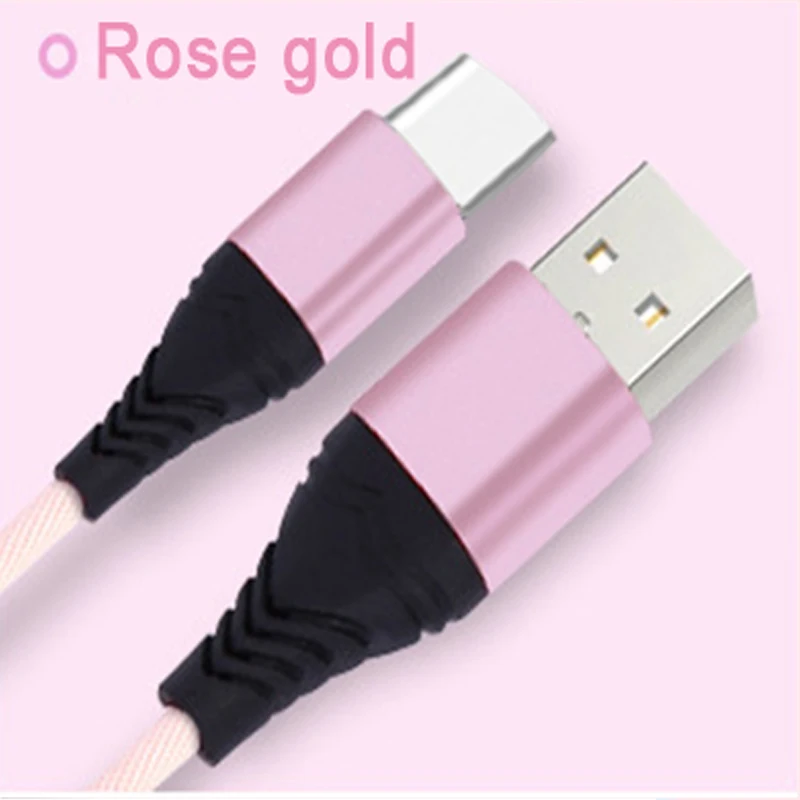 Type-c Rose gold Android универсальный USB кабель для передачи данных для мобильного телефона для тип-c IOS нейлоновый Плетеный зарядный кабель 2.4A Быстрая зарядка 1 м/2 м - Цвет: Type-c Rose gold