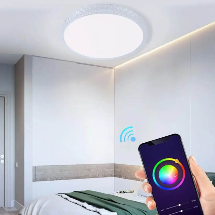 

48W RGB+W LED Ceiling Light AC 85-265V 15.3Inch Support Controlled WIFI Smart Control Lamp For Living Room Bedroom Light