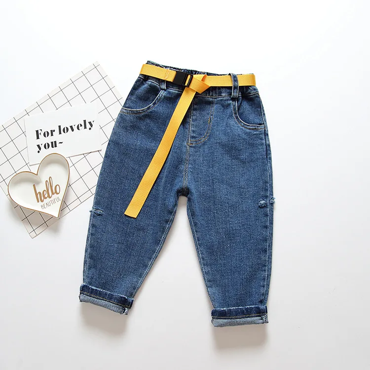 

New Style Korean-style Spring Autumn Winter Children Cowboy Harem with Holes Pants Spring And Autumn BOY'S Girls Open File Cowbo