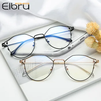 

Elbru Unisex Retro Polygon Metal Eyewear Vintage Retro Optical Eye Glasses Anti Blue Light Transparent Spectacle Frames