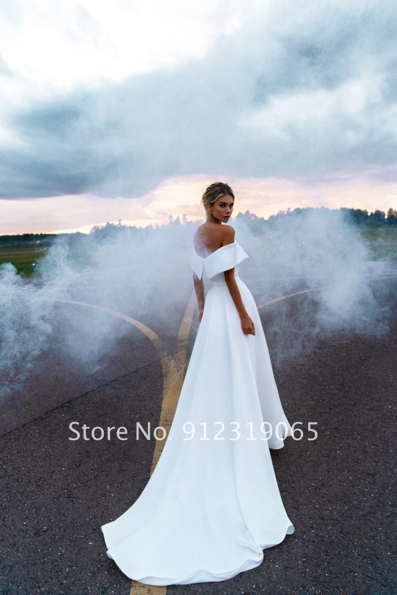 Off the Shoulder Vestidos De Novia Removeable Train Satin Mermaid Wedding Dresses Africa Country Bridal Gowns Made