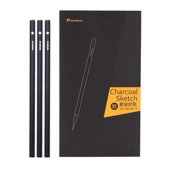 

tenwin 12Pcs/Set Drawing Pencil Set Wooden Professional Art Supplies Soft Sketch Charcoal Pencils Art Painting Stationery