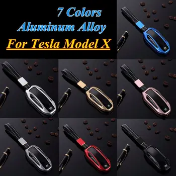 

1 Pcs Car Key Case Cover With Belt Aluminum Alloy Key Shell Storage Bag Protector Deluxe Styling For Tesla Model S Or Model X