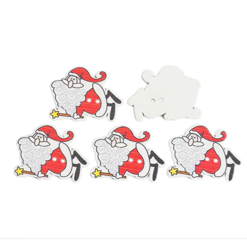 

Wood Buttons Two Holes Christmas Santa Claus for Scrapbooking Crafts DIY Kids Clothing Sewing Decorations 3cm x 2.2cm, 50 PCs