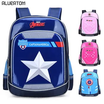 

2018 Girl Baby Captain America Children Nursery Kindergarten School bag Bagpack Schoolbags Nylon+Pu Kids Student Backpacks