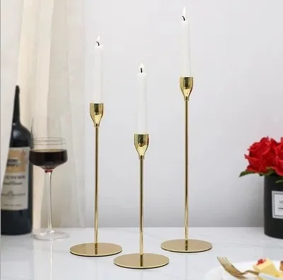 

Northern European-Style INS Electroplated Columnar Candlestick Model Room Dining Room Table Decoration Fragrance Candlelight Din