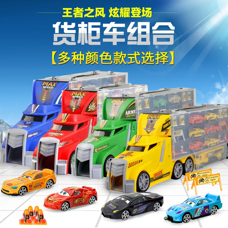 

Xi hua Multi-functional Cartoon Spider Superman Alloy Container Engineering Vehicle Model Set Educational Music CHILDREN'S Toy
