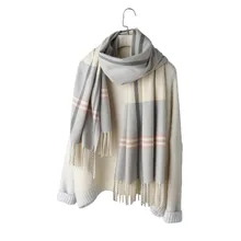 Теплый и удобный шарф, женский толстый Повседневный Шарф, плюшевая Милая шаль для девушек, Модный классический ретро клетчатый шарф для женщин