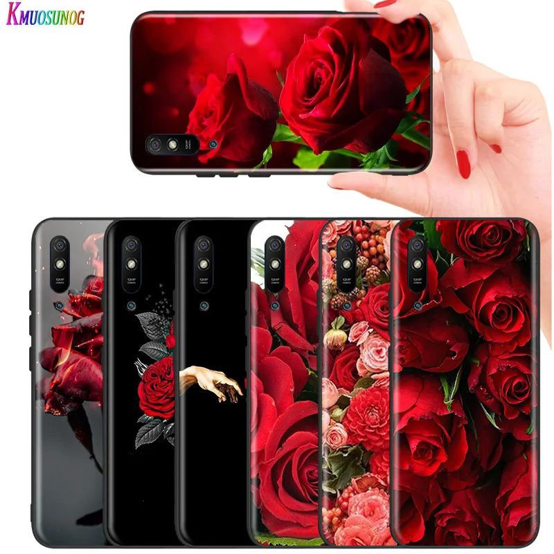Яркий черный чехол с красивыми красными розами для Huawei P Smart Z S Plus 2020 2019 Nova 5T 5i 5 4e 4 3i
