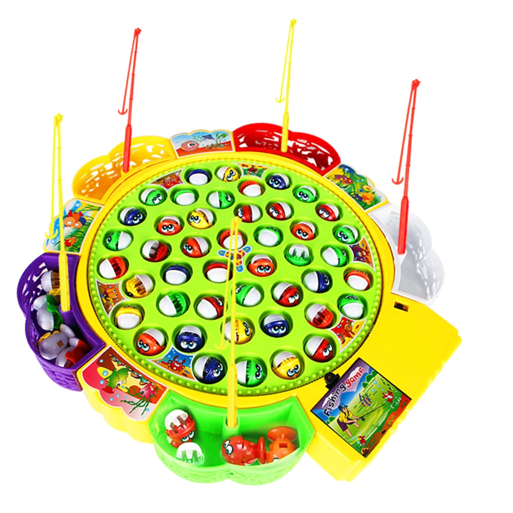 MagiDeal Kids Fishing Game Musical Electric Fishing Toy with 45 Fishes, Xmas Gift - Pretend Role Play Toy