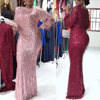 

Long Sleeve Vintage Christmas Dress African Evening Party Dress Women African Clothes Sexy Maxi Dress Fashion Robes Autumn