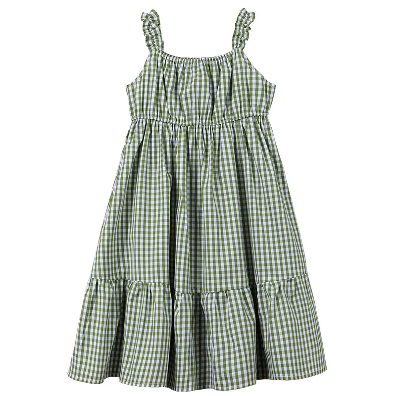 

Baby Girl Vest Dress Cotton Plaid Long Dresses Kids Strap Sundress For Holiday Beach Big Girls Clothing Age 4 6 8 10 12 14 Years