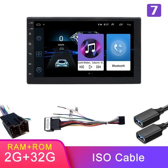 TOPSOURCE " Android 8,1 gps навигация 2 Din Автомобильный мультимедийный плеер HD FM автомобильный аудио Радио стерео для Volkswagen Nissan hyundai - Цвет: 2G ISO