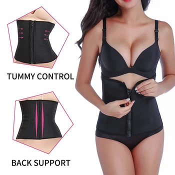 

Women Corset Latex Body Shaper Waist Trainer Zipper Underbust Slim Belly Waist Cincher Slimming Briefs Shaper Belt Shapewear