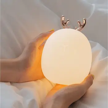 

Lovely Rabbit Deer Night Light USB Silicone LED Lamp Wireless Touch Sensor Baby Kids Room Bedside Bedroom Living Room Decorative