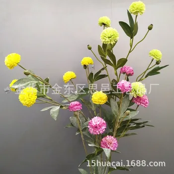 

Ping Pong Chrysanthemum with Bracts 6 Head Ball Chrysanthemum Dandelion Living Room Home Potted Plant Flower Arrangement Imitati