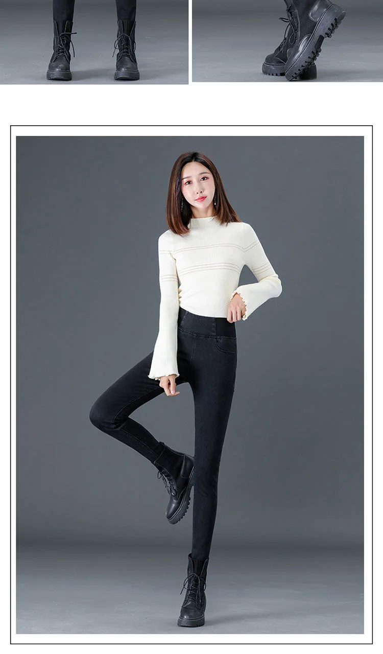 dsquared jeans Woman Jeans Pants High Waist Trousers Autumn And Winter Large Size Skinny Pants Elastic Waist Pantalones Vaqueros Mujer jeans jacket