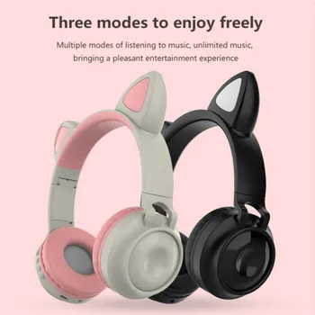 

New Arrival LED Cat Ear Noise Cancelling Headphones Bluetooth 5.0 Young People Kids Headset Support TF Card 3.5mm Plug With Mic