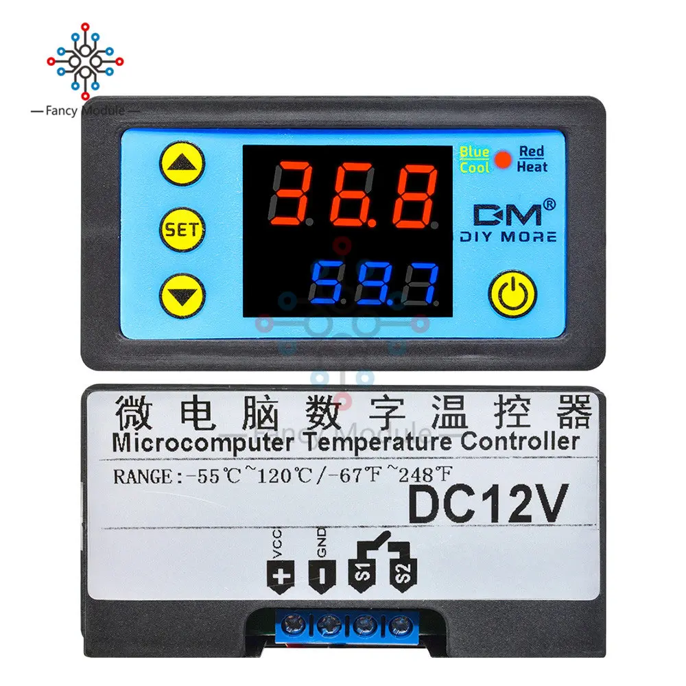 Высокая точность постоянного тока 12 V/DC 24 V/AC 110-220V термометр двойной светодиодный контроллер температуры дисплея/w 10K NTC датчик термостата зонд - Цвет: 12V