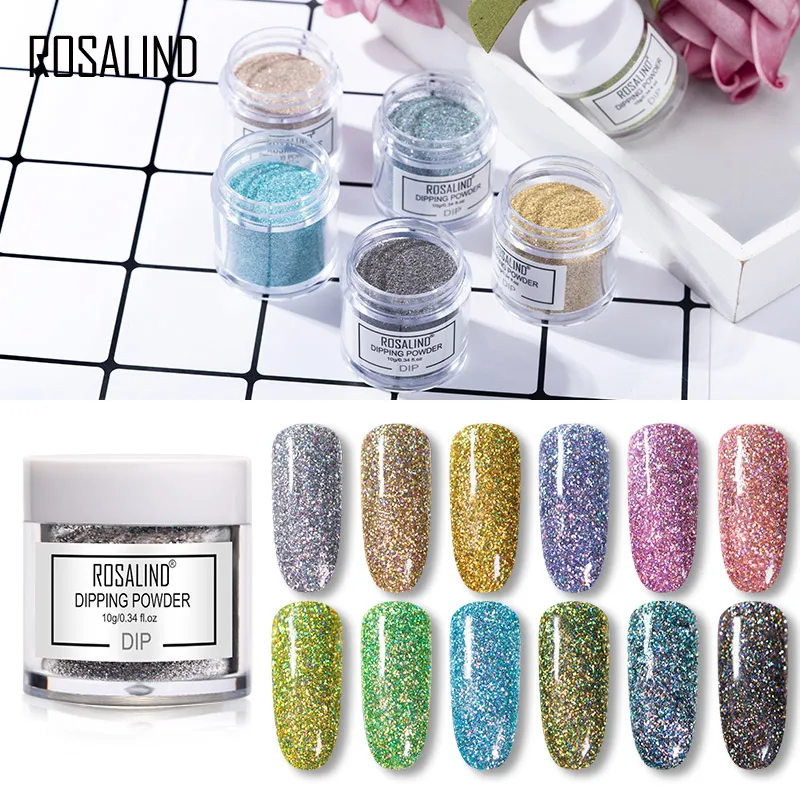 ROSALIND Glitter Dipping Powder Nail Art Polish Gradient Shining Chrome